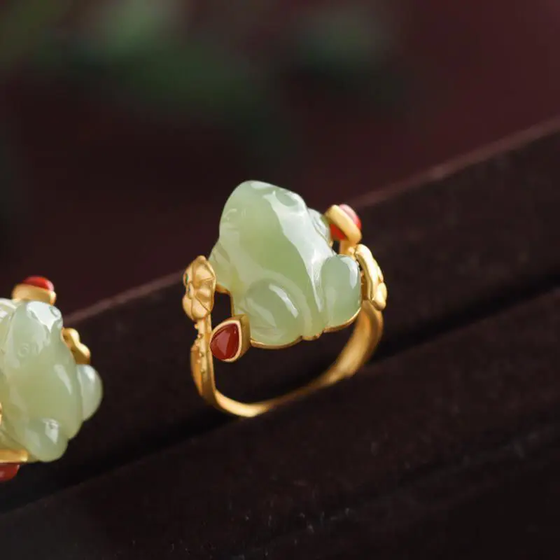 Wedding Zone - Groene Jade Kikker Ringen Charms Natuurlijke