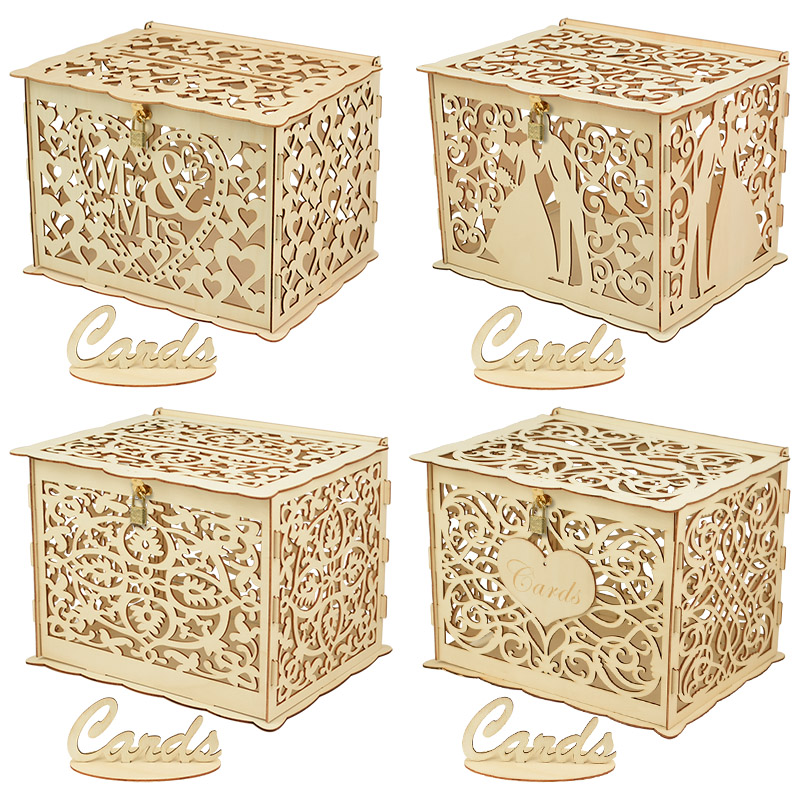 Wedding Supply.Box - 30X24X21cm DIY Bruiloft Geschenkkaart Doos Houten